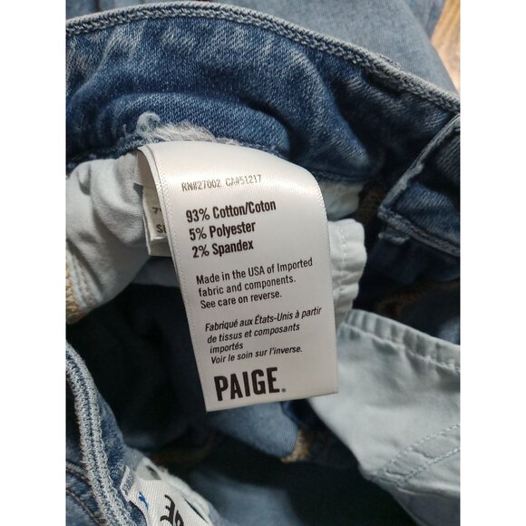 PAIGE Womens Jeans 24P BLUE FLARE FLARED Preowned Work Casual SHEA Distressed - Picture 4 of 12